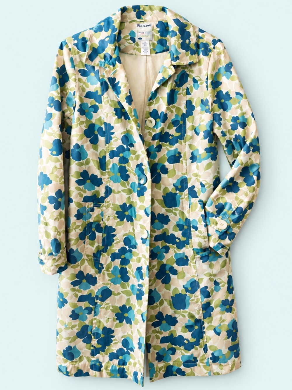 Vintage Floral Cotton Trench Coat